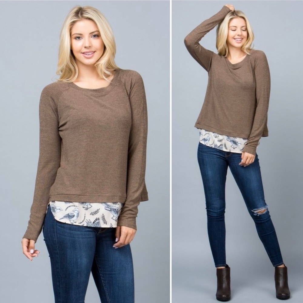 Bird print sweater with peakaboo vent - Picture 2 of 8